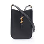 Saint Laurent Paris Shoulder Buckle 5 a 7 Mini Vertical Black Leather