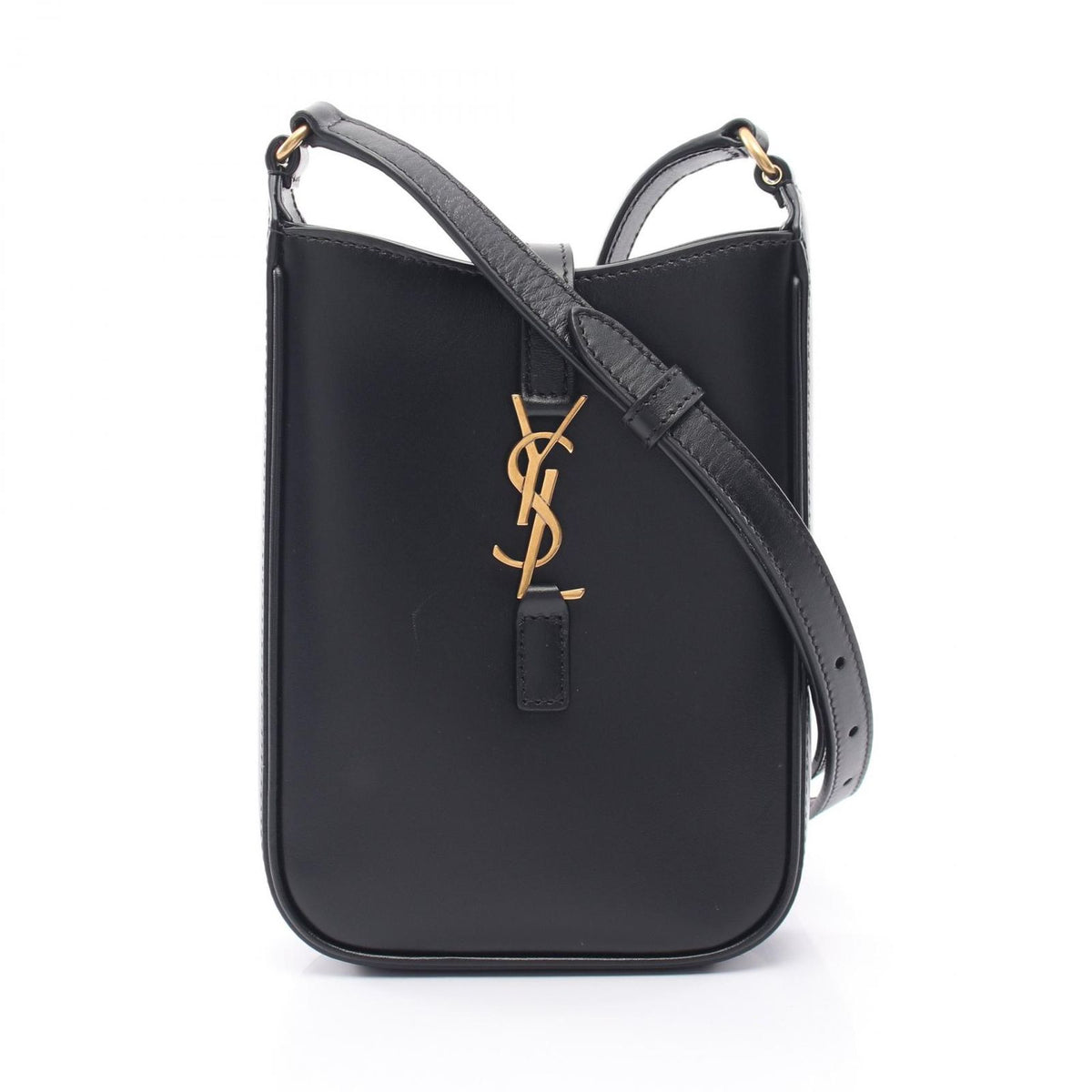 Saint Laurent Paris Shoulder Buckle 5 a 7 Mini Vertical Black Leather