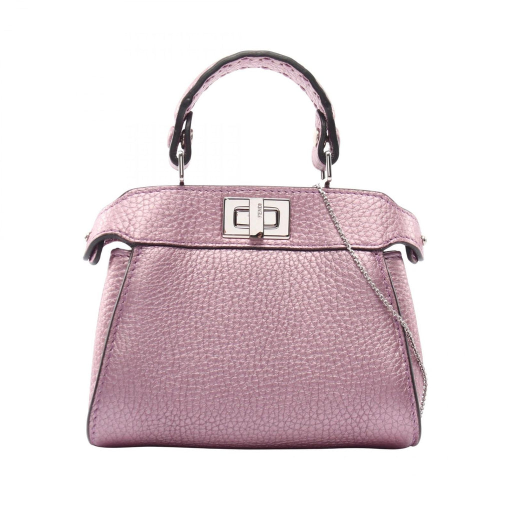Fendi Handbag Peekaboo Nano Pink Purple Leather