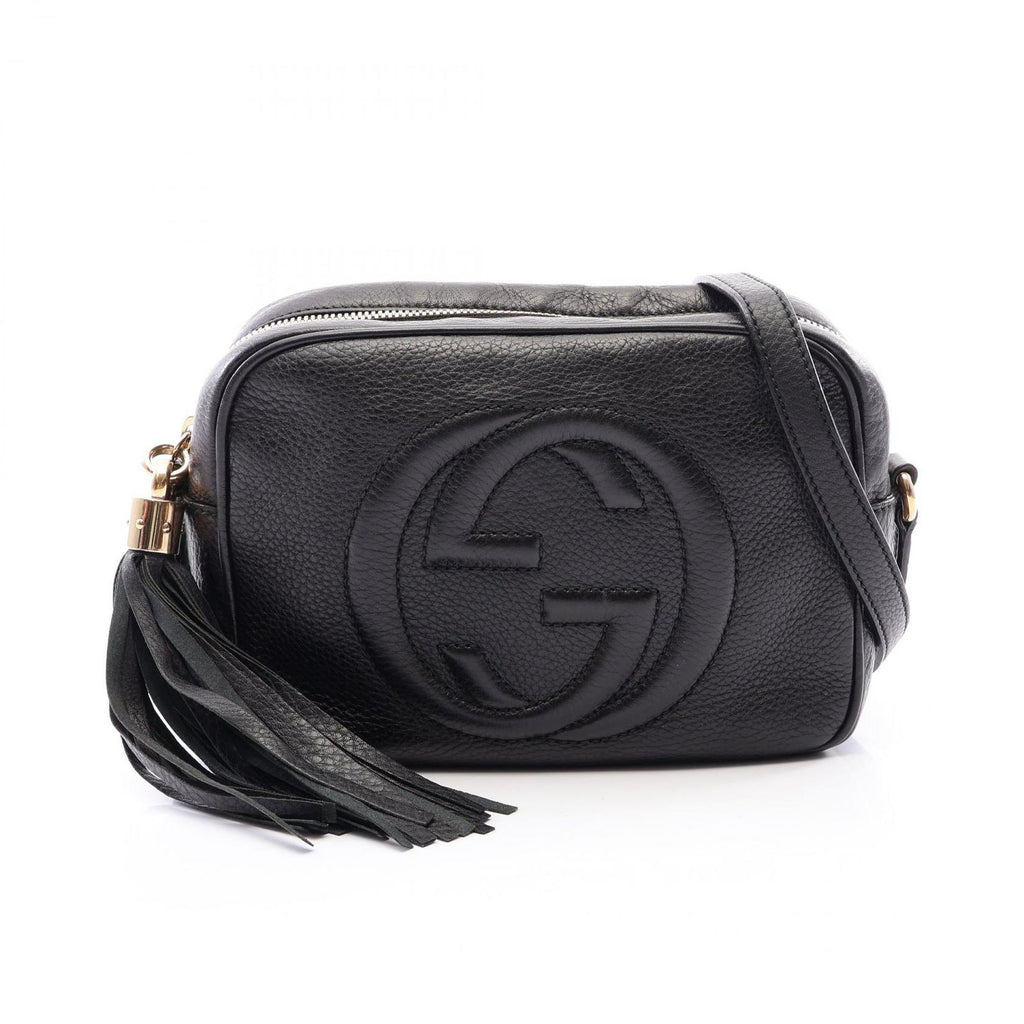 Gucci Shoulder Bag Soho Disco Interlocking G Black Leather Small