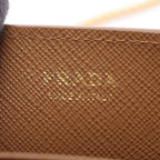 Prada Shoulder Bag Brown Saffiano Leather Metal Logo Chain Wallet — view 4