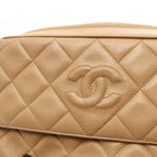 Chanel Shoulder Bag CC Logo Quilted Beige Lambskin Fringe Chain — view 8