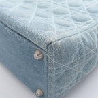 Dior Handbag Lady Dior Large Cannage 2-Way Light Blue Denim Tote — view 8