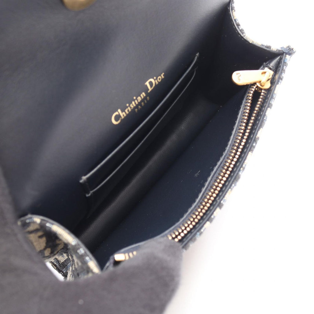 Dior Waist Bag Oblique Saddle Belt Pouch Navy Ivory Canvas Leather — view 3