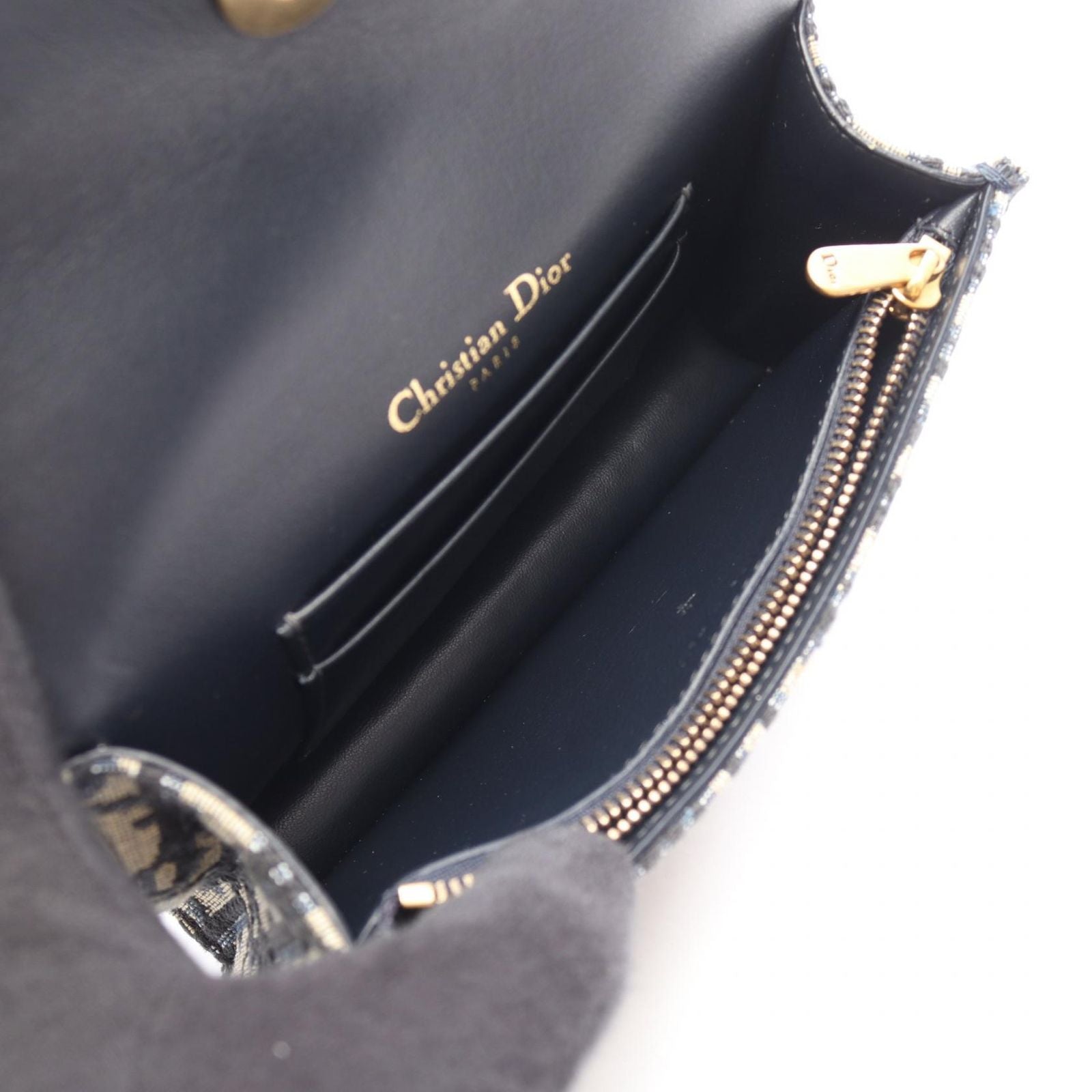 Dior Waist Bag Oblique Saddle Belt Pouch Navy Ivory Canvas Leather — view 3