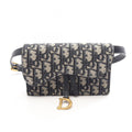 Dior Waist Bag Oblique Saddle Belt Pouch Navy Ivory Canvas Leather