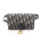 Dior Waist Bag Oblique Saddle Belt Pouch Navy Ivory Canvas Leather
