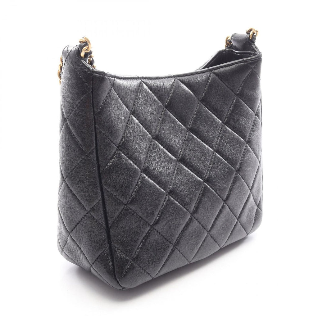 Chanel Shoulder Bag Quilted Small Hobo Black Lambskin Chain — view 2