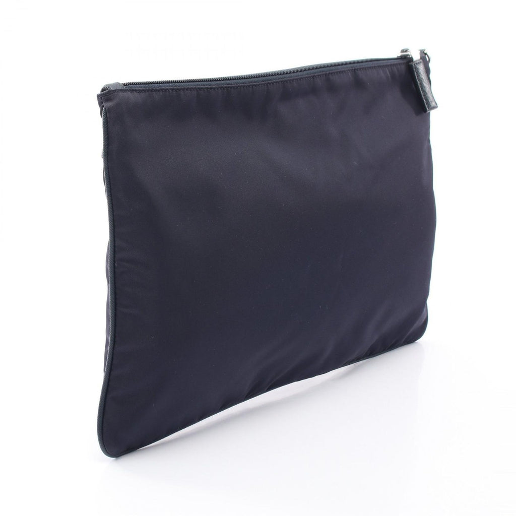 Prada Clutch Tessuto Saffiano Navy Nylon Leather Triangle Logo — view 2