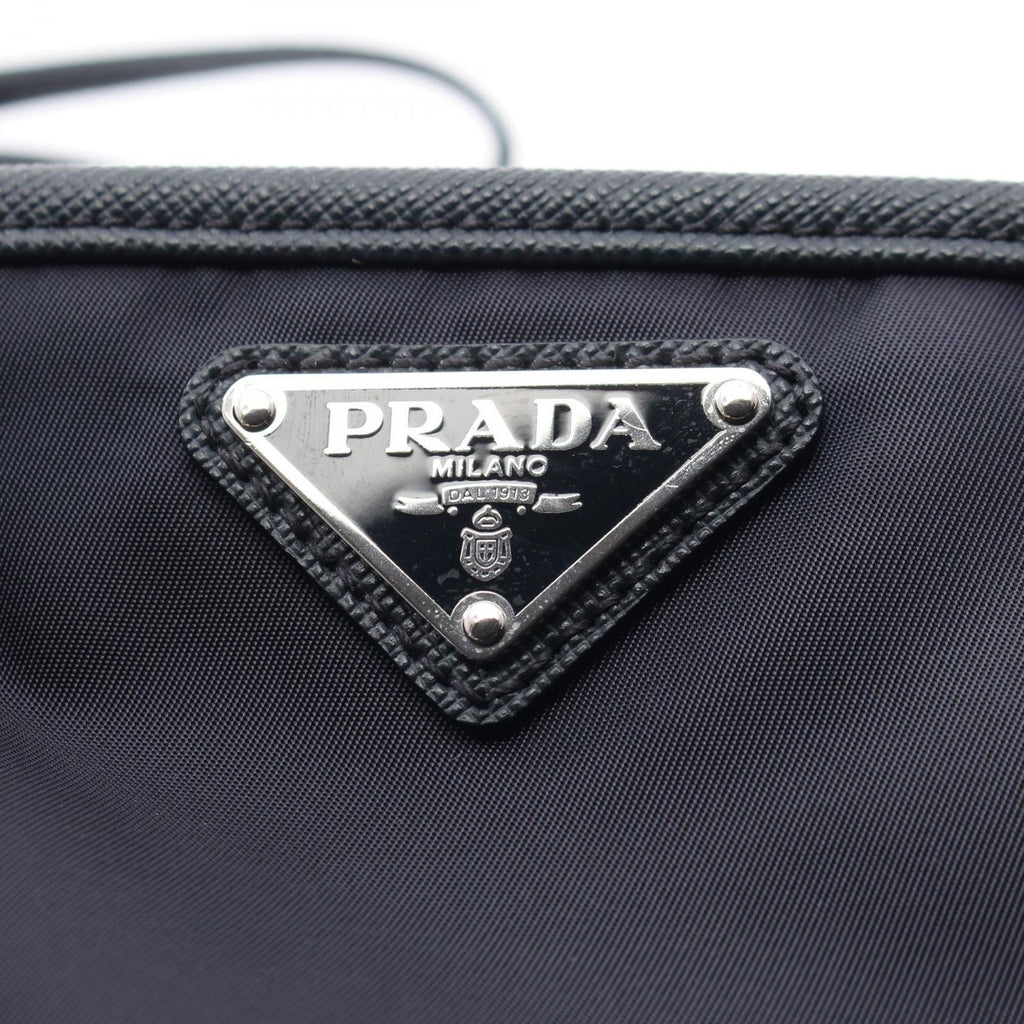 Prada Clutch Tessuto Saffiano Navy Nylon Leather Triangle Logo — view 8