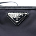 Prada Clutch Tessuto Saffiano Navy Nylon Leather Triangle Logo — view 8