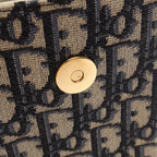 Dior Shoulder Bag Oblique Vertical Saddle Pouch Navy Ivory Canvas Leather — view 7
