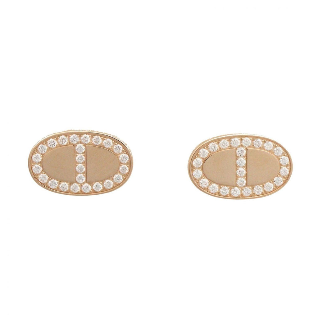 Hermes Earrings Chaine D'ancre Contour 18k Pink Gold Diamond