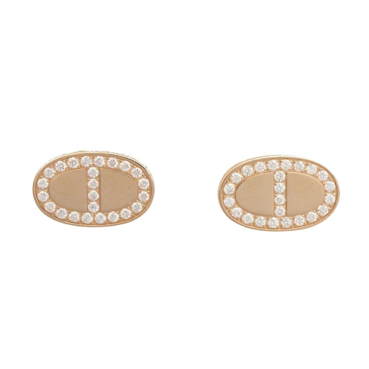 Hermes Earrings Chaine D'ancre Contour 18k Pink Gold Diamond