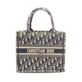 Dior Tote Book Small Oblique Navy Beige Canvas