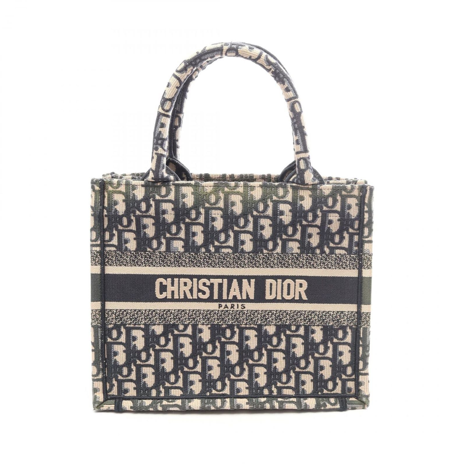 Dior Tote Book Small Oblique Navy Beige Canvas
