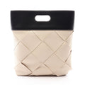 Bottega Veneta Tote Slip Lip Maxi Intrecciato Ivory Black Canvas Leather Handbag