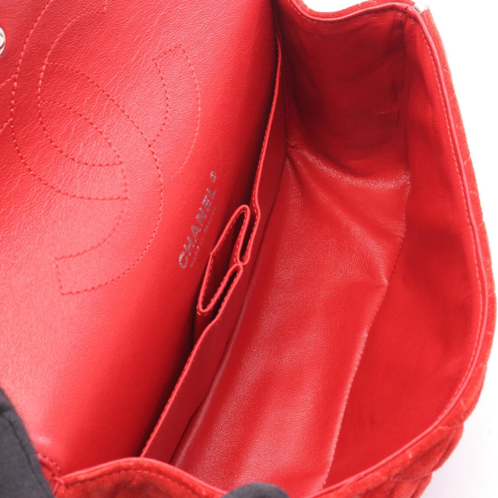 Chanel Shoulder Bag 2.55 Quilted Mademoiselle Chain Red Silver Suede Leather — view 3