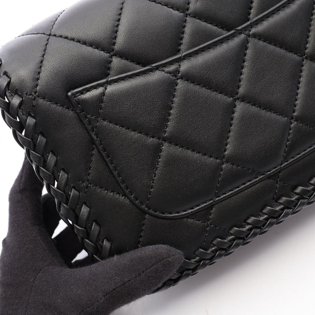 Chanel Shoulder Bag Quilted Full Flap Black Lambskin Chain — view 8