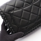 Chanel Shoulder Bag Quilted Full Flap Black Lambskin Chain — view 8