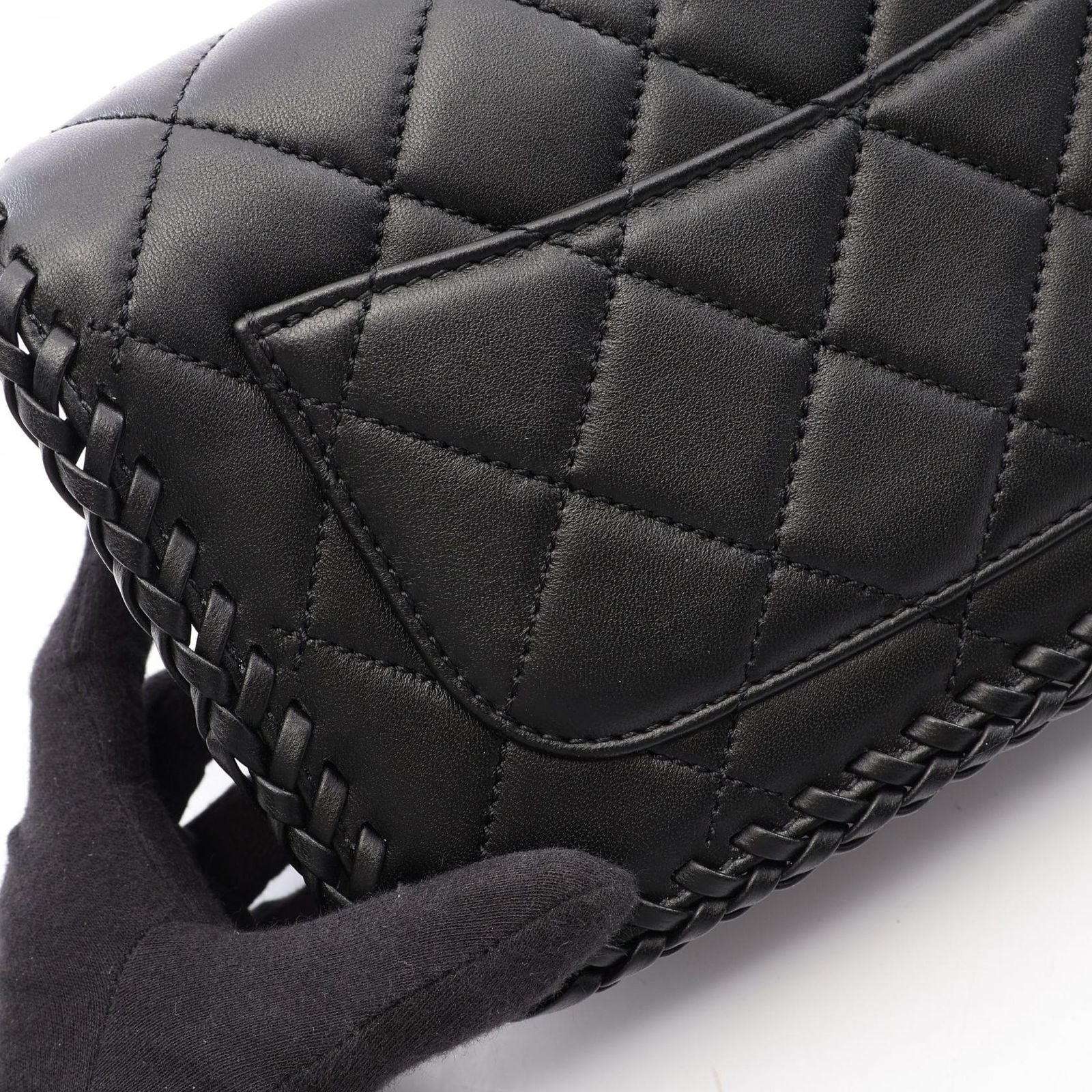 Chanel Shoulder Bag Quilted Full Flap Black Lambskin Chain — view 8