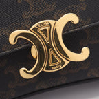 Celine Handbag Triomphe Teenage Laura 2-Way Brown Black Leather — view 6