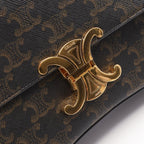 Celine Shoulder Bag Triomphe Roller Medium Brown Black Leather — view 7