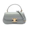 Celine Handbag Teenage Laura 2-Way Light Blue Leather Triomphe