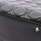 Dior Handbag Lady Dior 2-Way Black Leather Tote Medium — view 7