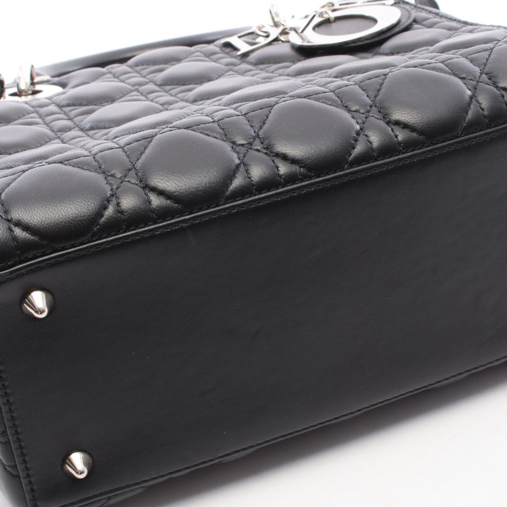 Dior Handbag Lady Dior 2-Way Black Leather Tote Medium — view 6