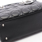 Dior Handbag Lady Dior 2-Way Black Leather Tote Medium — view 6
