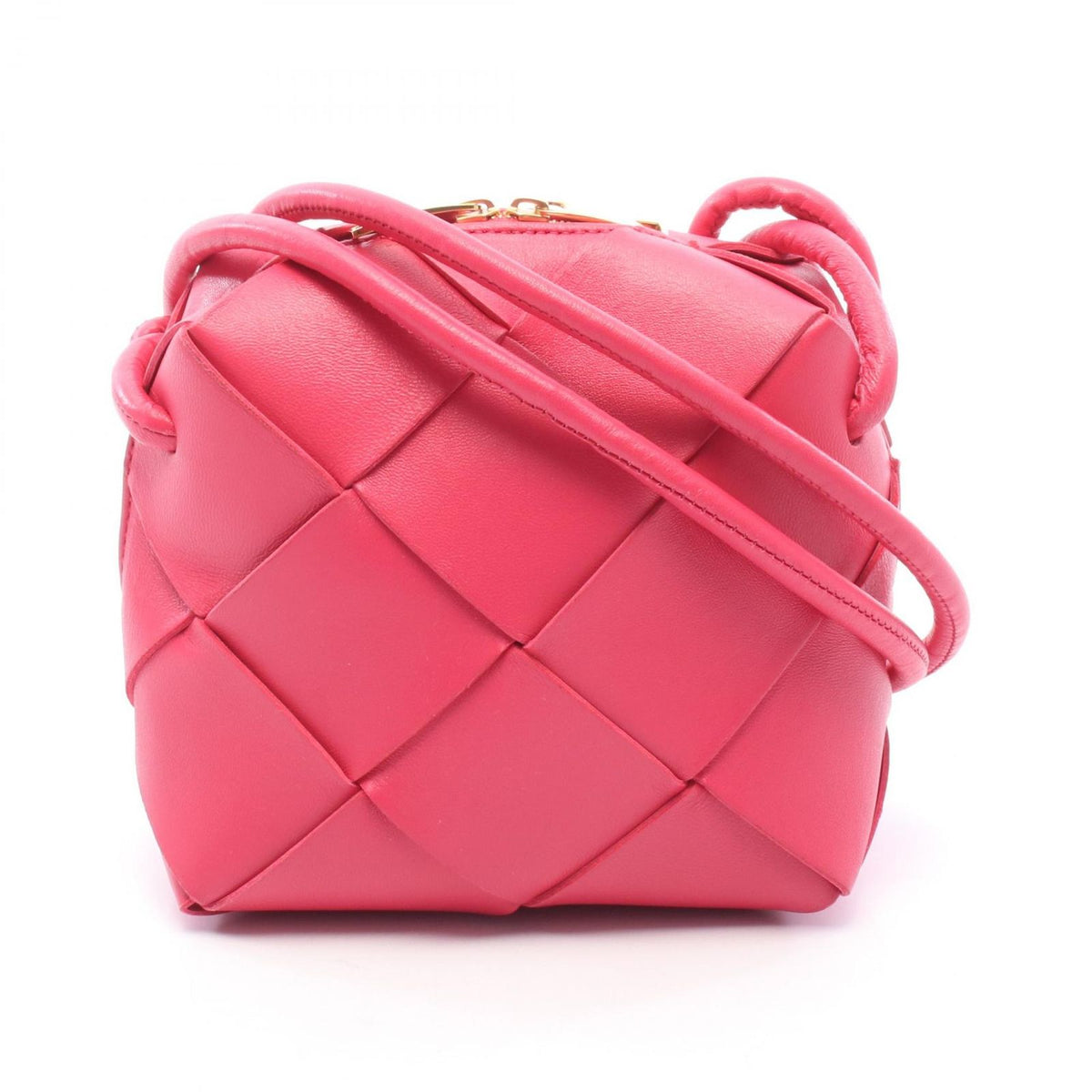 Bottega Veneta Shoulder Bag Mini Cassette Rose Pink Leather Maxi Intrecciato