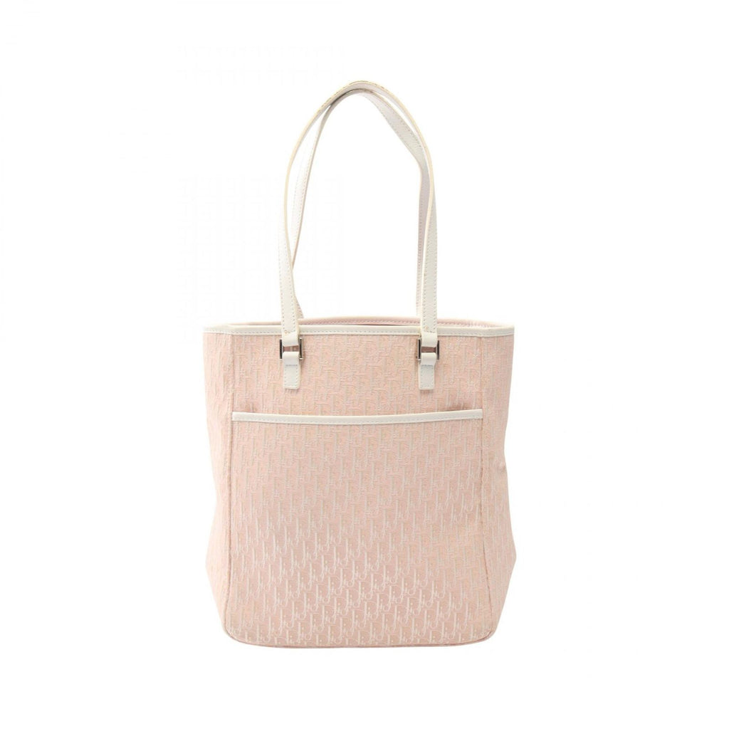 Dior Tote Trotter Pink White Canvas Leather