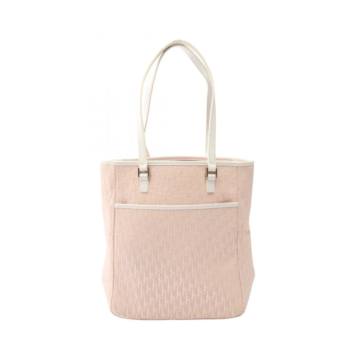 Dior Tote Trotter Pink White Canvas Leather