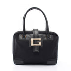 Gucci Handbag G Logo Black Canvas Leather