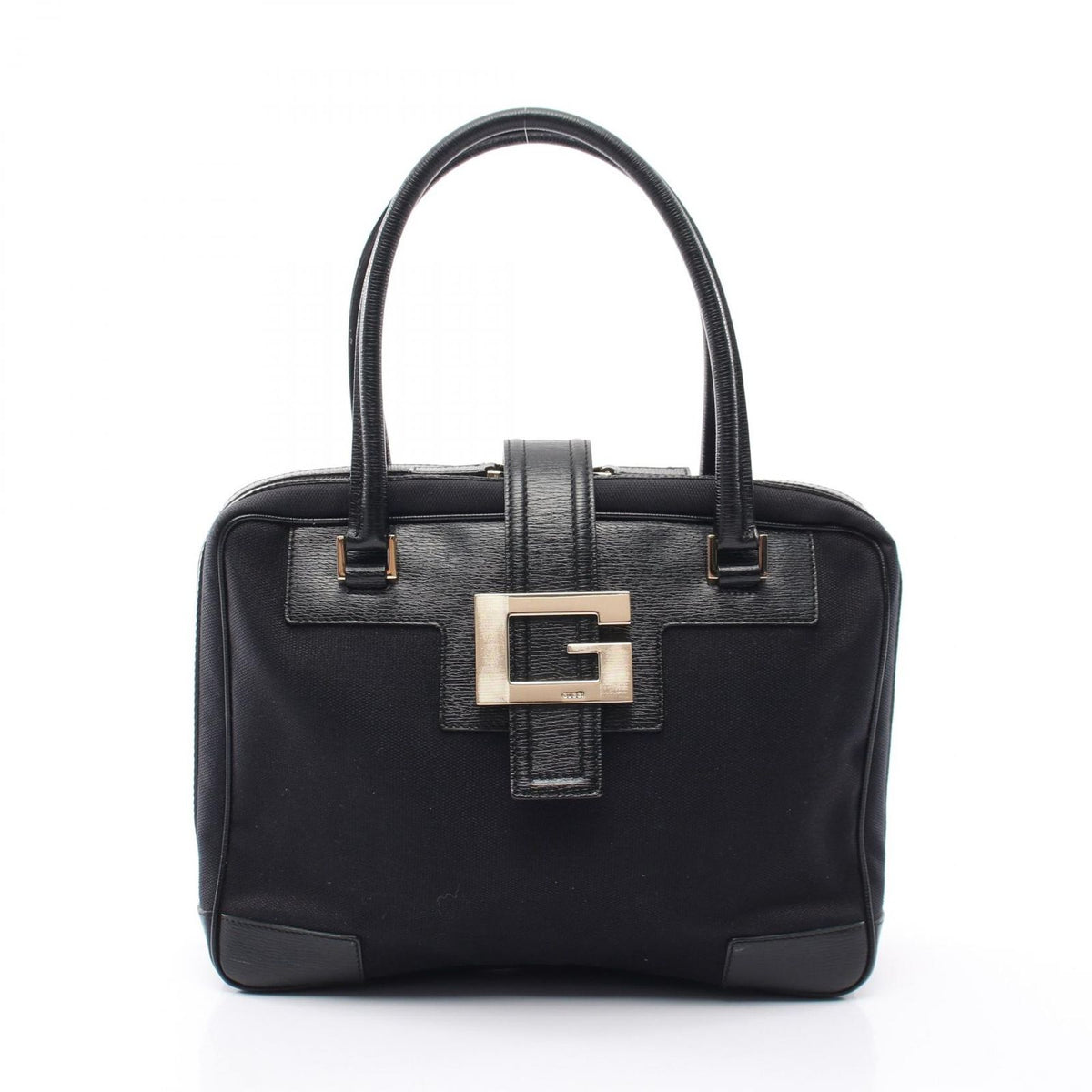 Gucci Handbag G Logo Black Canvas Leather