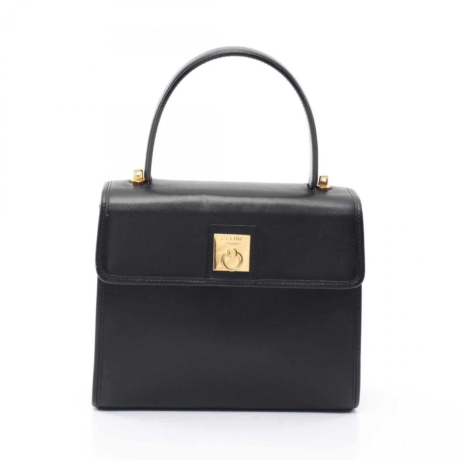 Celine Handbag Gancini Black Leather 2-Way