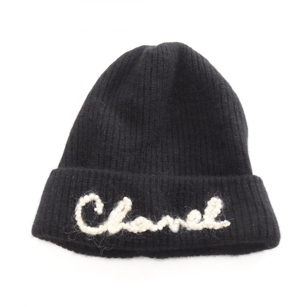 Chanel Knit Cap Pearl Logo Hat