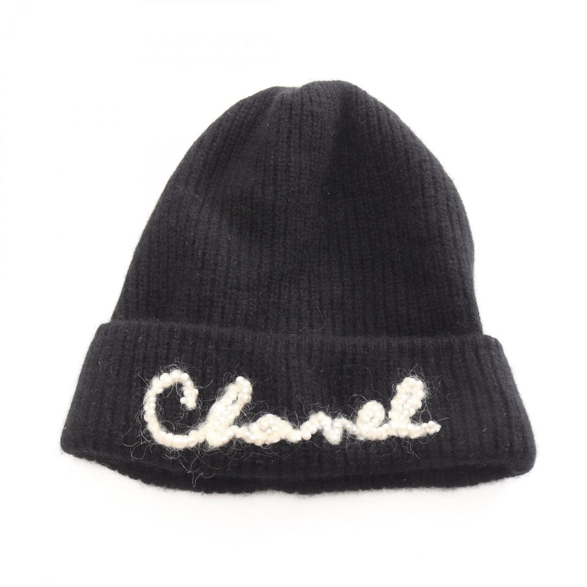 Chanel Knit Cap Pearl Logo Hat