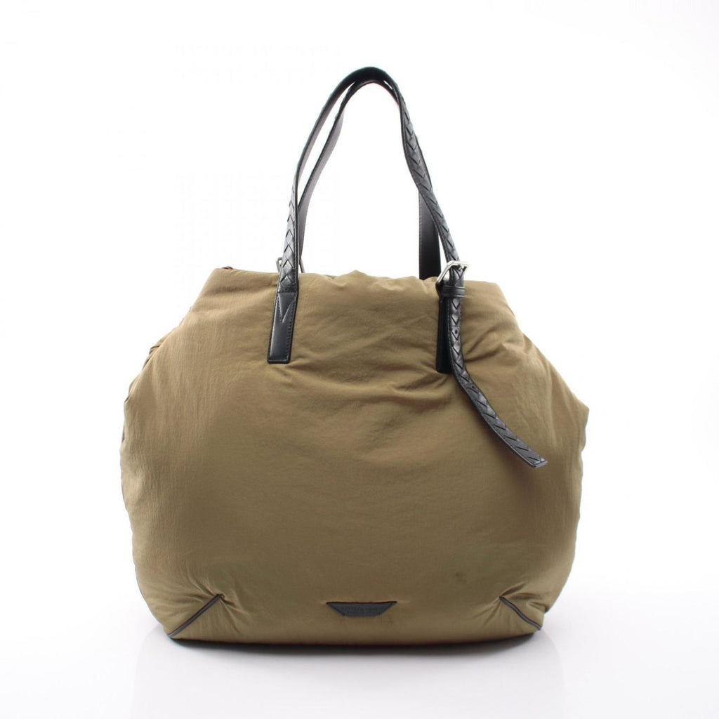 Bottega Veneta Tote Crossroad Buckle Khaki Black Nylon Leather