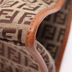 Fendi Tote Zucchino Beige Brown Canvas Leather — view 6