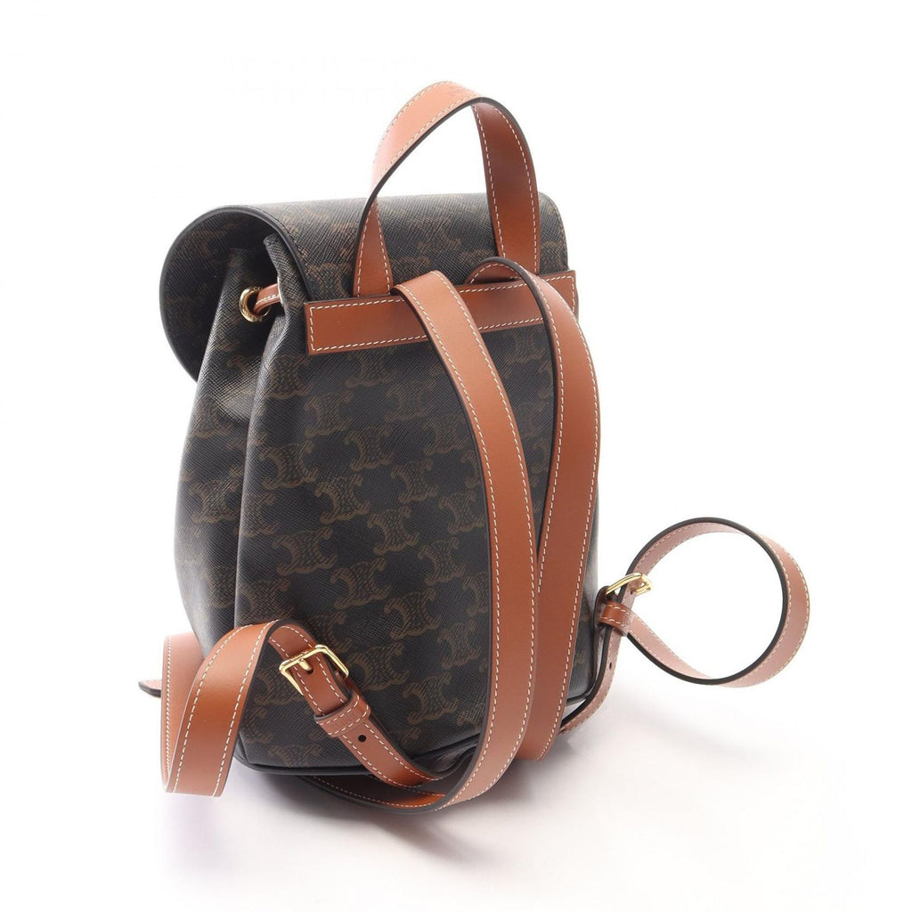 Celine Backpack Bonnie Triomphe Brown Black Leather — view 2