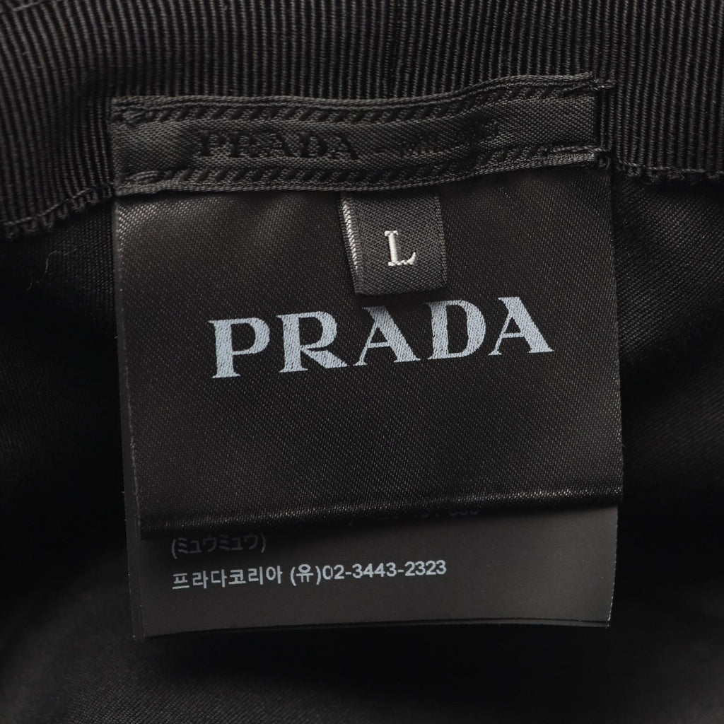 Prada Hat Triangle Logo Denim Bucket Cotton Hat — view 4