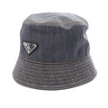 Prada Hat Triangle Logo Denim Bucket Cotton Hat