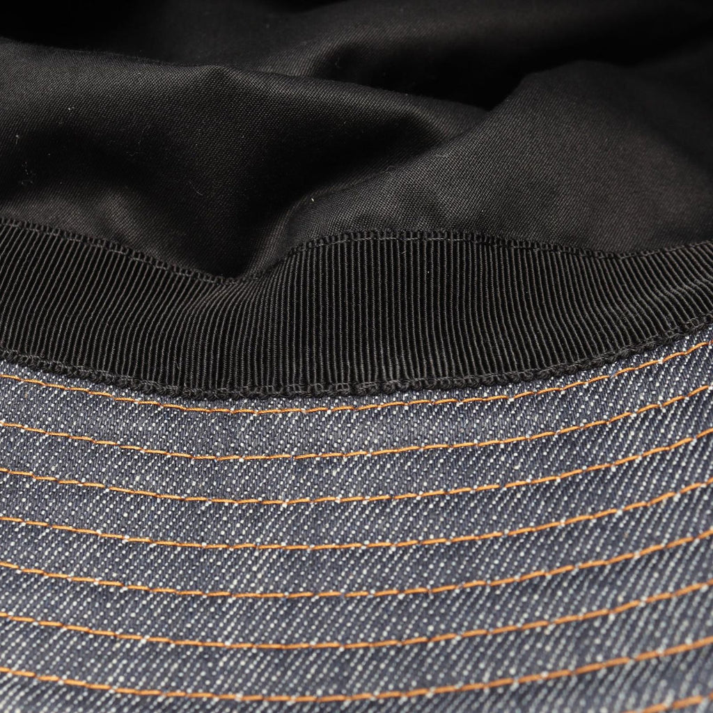 Prada Hat Triangle Logo Denim Bucket Cotton Hat — view 6