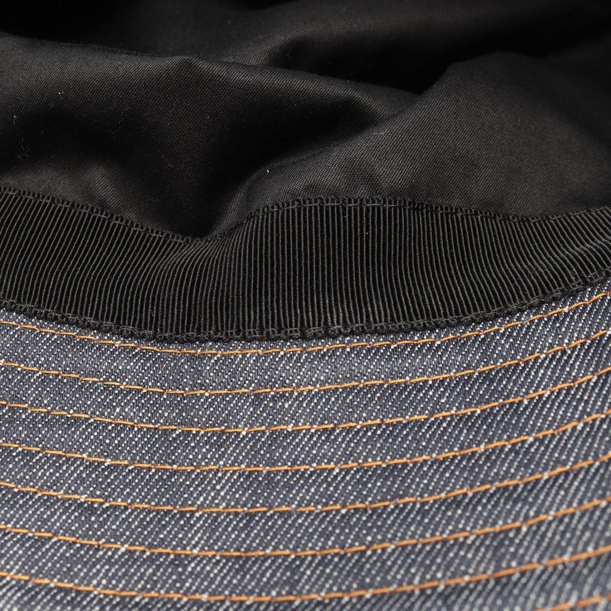 Prada Hat Triangle Logo Denim Bucket Cotton Hat — view 6