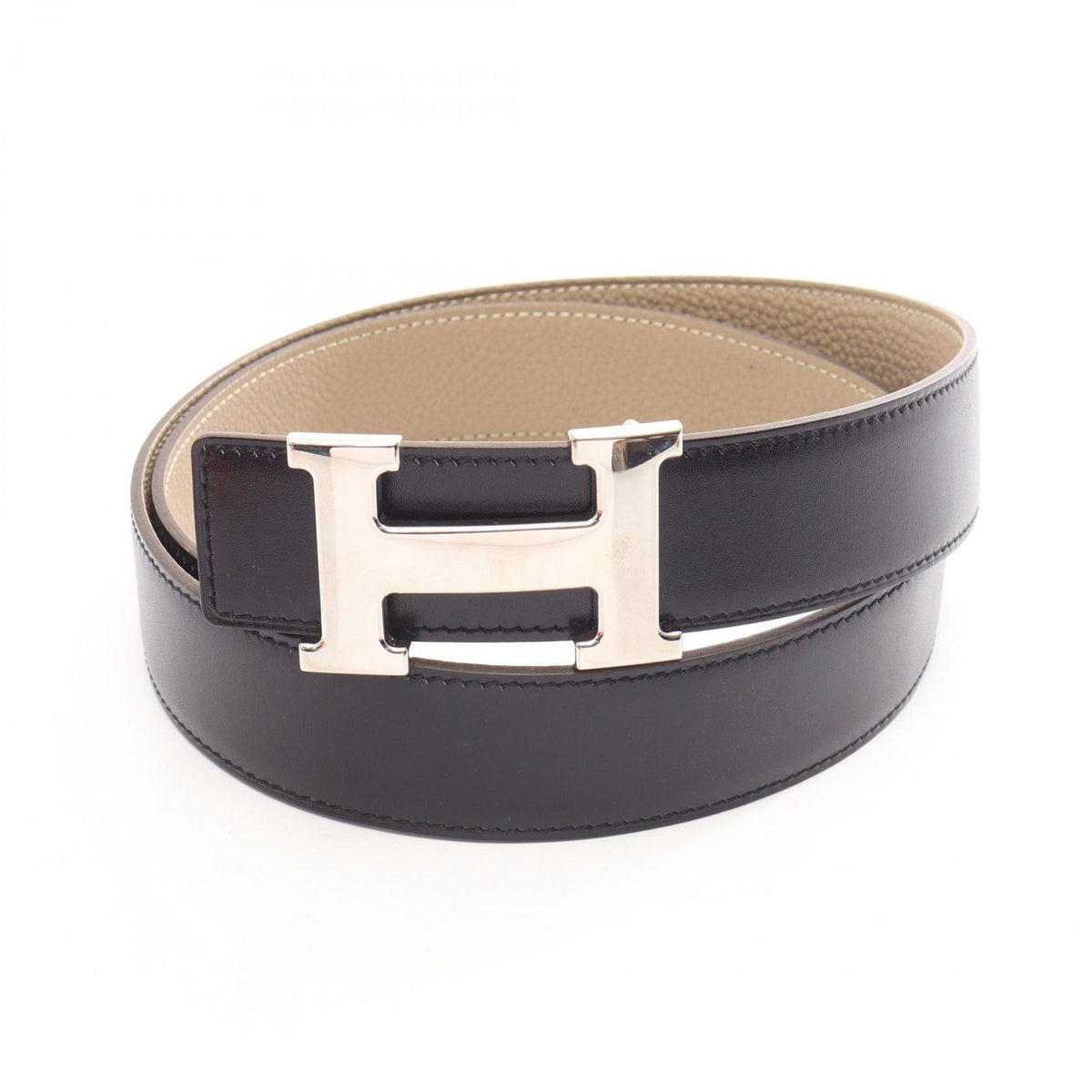 Hermes Belt Constance H Reversible Black Calfskin