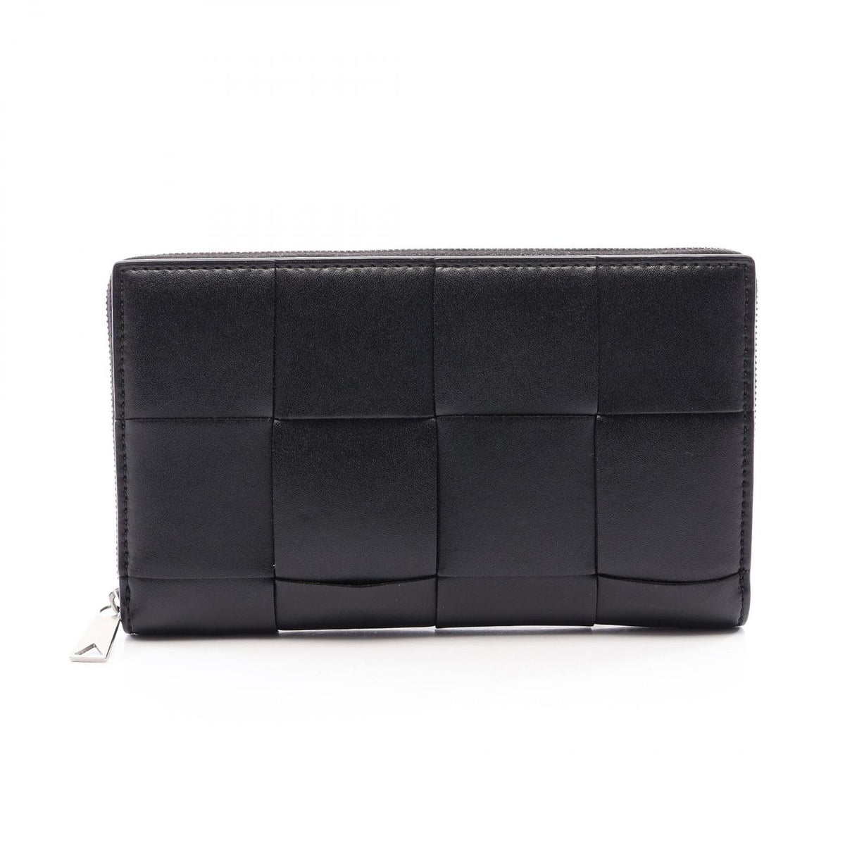 Bottega Veneta Round Wallet Cassette Zip Around Maxi Intrecciato Black Leather