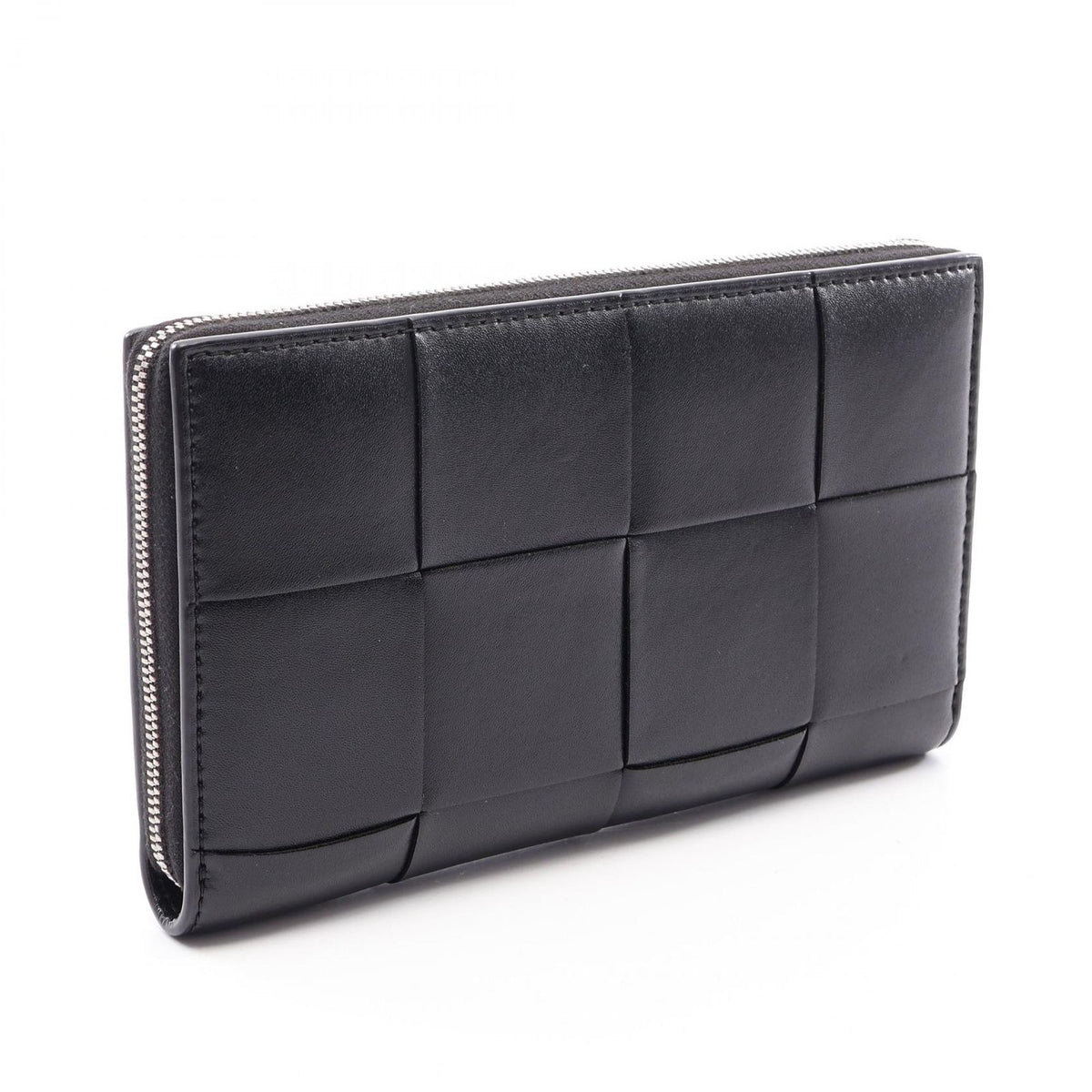 Bottega Veneta Round Wallet Cassette Zip Around Maxi Intrecciato Black Leather — view 2