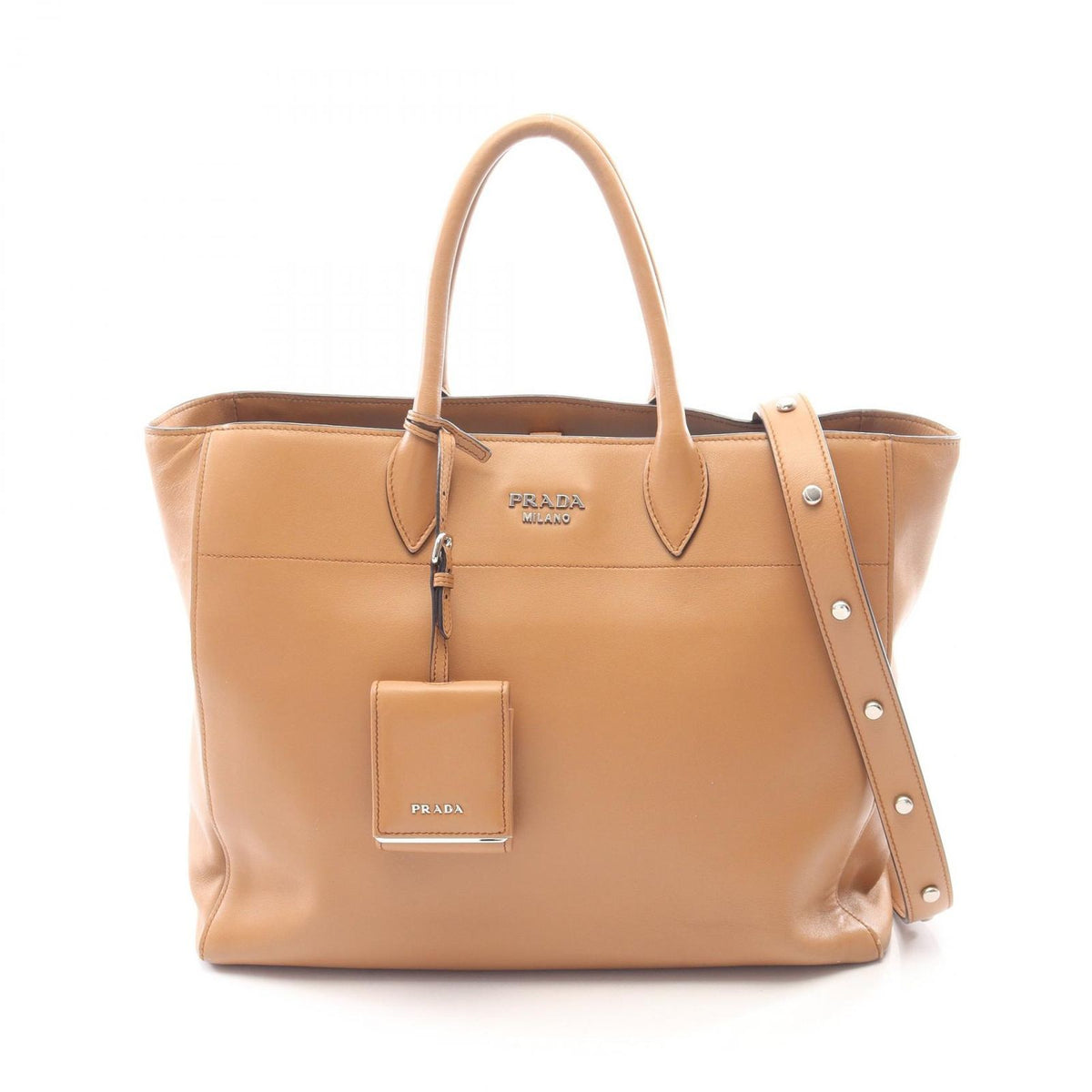 Prada Tote Ctiy Calfskin 2-Way Brown Leather